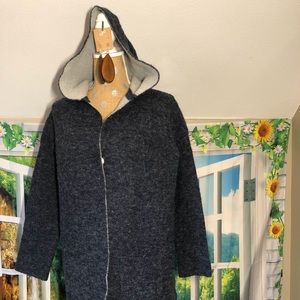 Cozy warm fuzzy hooded Angora blend cardigan